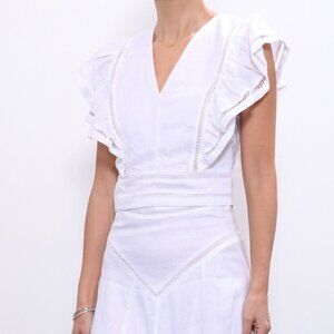 Isabel Marant April white linen cropped top